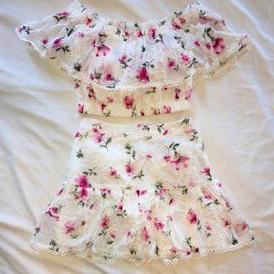 Flounce Lace Top & A-Line Skirt